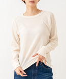 【HANES/ヘインズ】【洗うほどに肌に馴染む柔らかなコットン混素材】HANES Thermal for HER サーマルクルーロンＴ 無地 シンプル すっきりシルエット ラグランスリーブ ヘムライン タグレス仕様 オフホワイト M ❘ジーンズメイト公式オンラインショップ