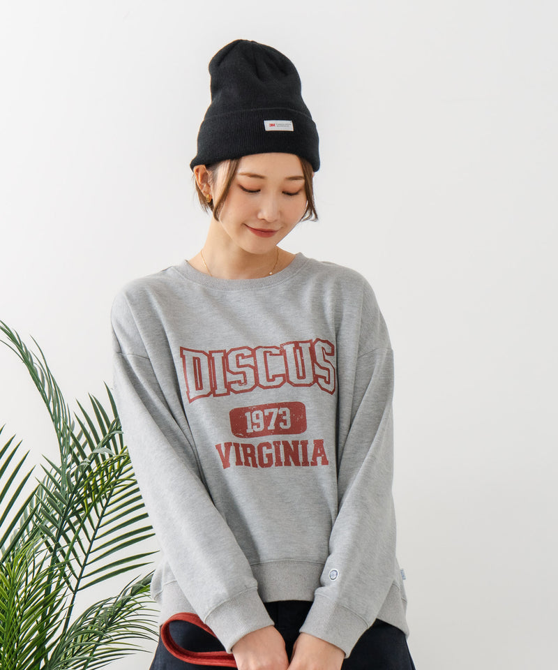 【DISCUS/ディスカス】カレッジロゴ 裏起毛スウェット 裾ラウンド