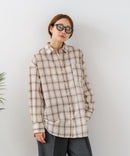 【C-FORT POINT/フォートポイント】【長めの丈感で腰回りカバー】ベーシックチェックシャツ レギュラーカラー ゆったりシルエット チェック柄 長袖 定番 カジュアル