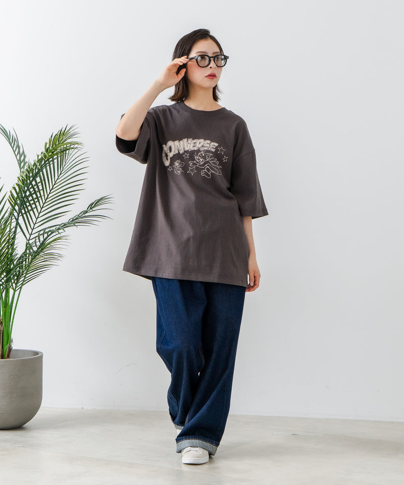 【CONVERSE/コンバース】×【TOM AND JERRY/トムとジェリー】ブランドロゴ プリント オーバーサイズ Tシャツzo