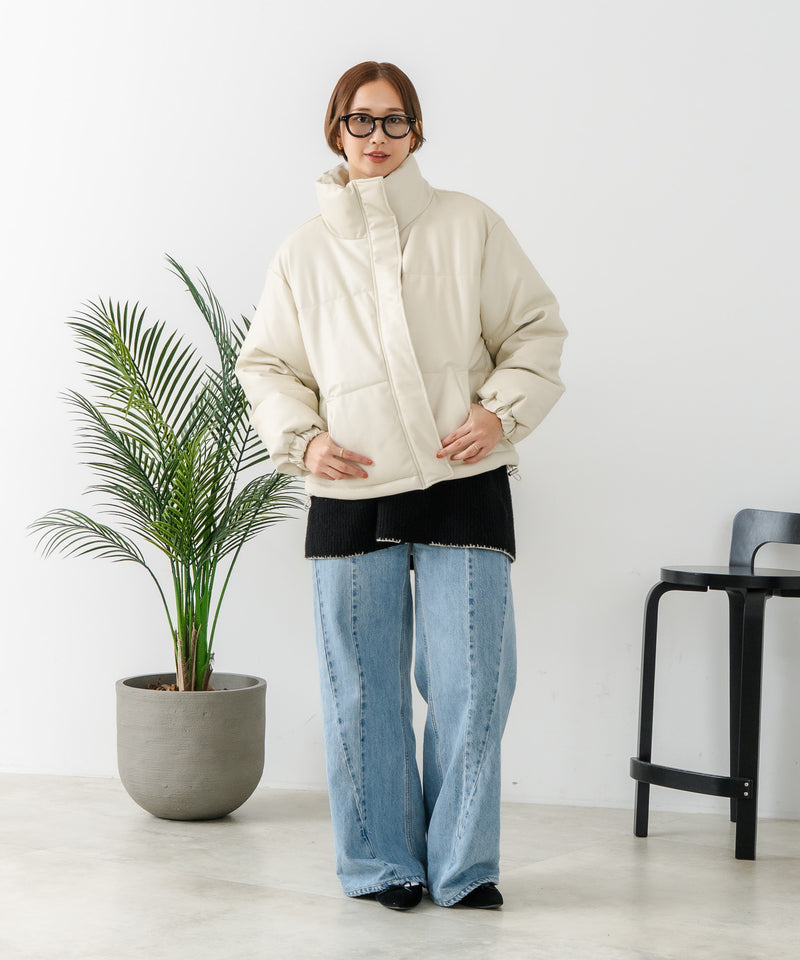 【C-FORT POINT/フォートポイント】フェイクレザー 中綿ブルゾン