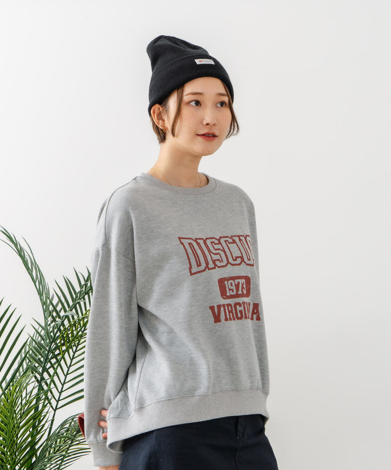 【DISCUS/ディスカス】カレッジロゴ 裏起毛スウェット 裾ラウンド