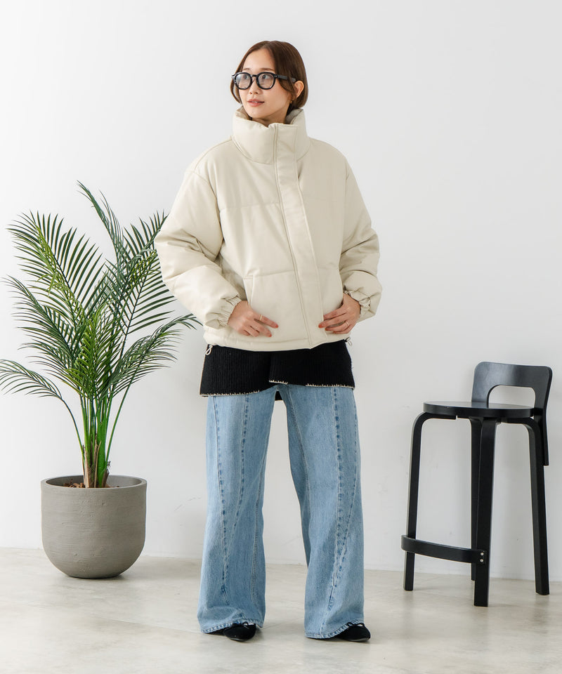 【C-FORT POINT/フォートポイント】フェイクレザー 中綿ブルゾン