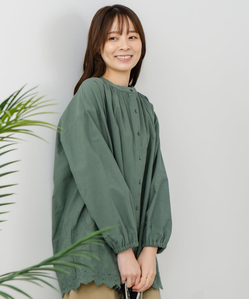 【FORT POINT/フォートポイント】スカラップ 刺繍 ブラウス