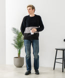 【BLUE STANDARD/ブルースタンダード】モール切り替えニット セーター 冬服 防寒 暖服