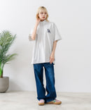 【SAVIER/サビアー】×【ZERO STAIN/ゼロステイン】【LAロゴ立体刺繍】コラボ ハーフジップ Tシャツ オーバーサイズ 汗染み防止 ストリート・スケーター