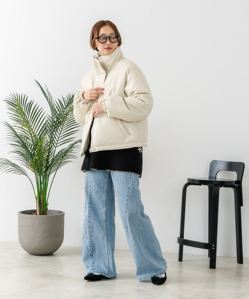 【C-FORT POINT/フォートポイント】フェイクレザー 中綿ブルゾン