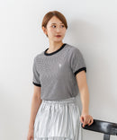 【U.S.POLO ASSN./ユーエスポロアッスン】【肌離れが良く通気性に優れるサッカー生地】リンガーＴシャツ ワンポイントロゴ 半袖 クルーネック 涼しい 綺麗めカジュアル