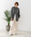 【C-FORT POINT/フォートポイント】【長めの丈感で腰回りカバー】ベーシックチェックシャツ レギュラーカラー ゆったりシルエット チェック柄 長袖 定番 カジュアル