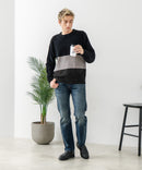 【BLUE STANDARD/ブルースタンダード】モール切り替えニット セーター 冬服 防寒 暖服