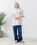 【SAVIER/サビアー】×【ZERO STAIN/ゼロステイン】【LAロゴ立体刺繍】コラボ ハーフジップ Tシャツ オーバーサイズ 汗染み防止 ストリート・スケーター