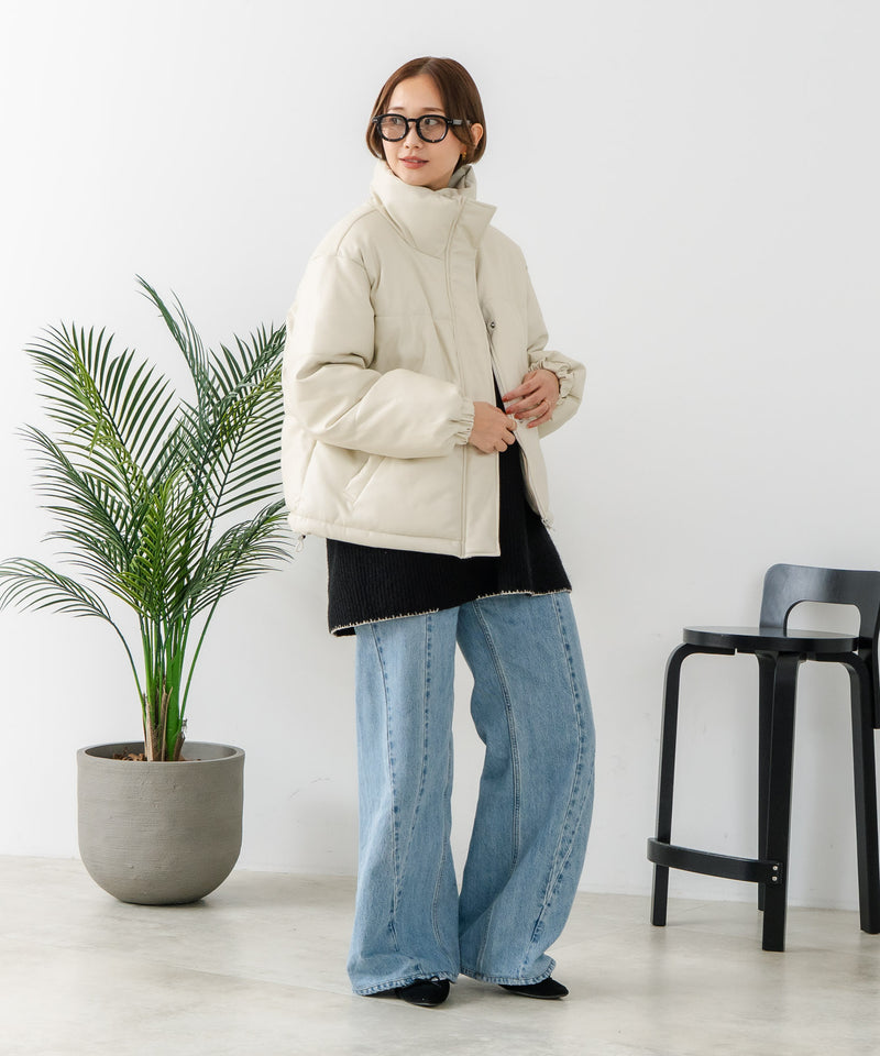 【C-FORT POINT/フォートポイント】フェイクレザー 中綿ブルゾン