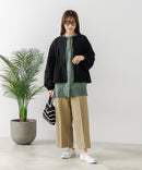 【fort point/フォートポイント】梨地 クルーネック ジップカーディガン