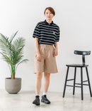【C-FORT POINT/フォートポイント】【ウエストは総ゴム仕様で履きやすさ・動きやすさ抜群◎】シェフハーフパンツ ショートパンツ ワイド 太め 短パン ウエストゴム 楽ちん イージーパンツ 膝丈 アメカジ スケーター ストリート アウトドア