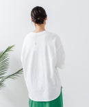 5分袖 刺繍 裾ラウンドTシャツ【C17/シーセブンティーン】