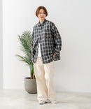 【C-FORT POINT/フォートポイント】【長めの丈感で腰回りカバー】ベーシックチェックシャツ レギュラーカラー ゆったりシルエット チェック柄 長袖 定番 カジュアル