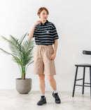 【C-FORT POINT/フォートポイント】【ウエストは総ゴム仕様で履きやすさ・動きやすさ抜群◎】シェフハーフパンツ ショートパンツ ワイド 太め 短パン ウエストゴム 楽ちん イージーパンツ 膝丈 アメカジ スケーター ストリート アウトドア