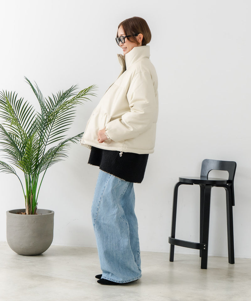 【C-FORT POINT/フォートポイント】フェイクレザー 中綿ブルゾン