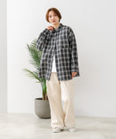 【C-FORT POINT/フォートポイント】【長めの丈感で腰回りカバー】ベーシックチェックシャツ レギュラーカラー ゆったりシルエット チェック柄 長袖 定番 カジュアル