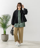 【fort point/フォートポイント】梨地 クルーネック ジップカーディガン