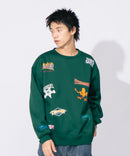 裏起毛 刺繍＆プリント 総柄 クルーネックスウェット THRASHER スラッシャー