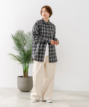 【C-FORT POINT/フォートポイント】【長めの丈感で腰回りカバー】ベーシックチェックシャツ レギュラーカラー ゆったりシルエット チェック柄 長袖 定番 カジュアル