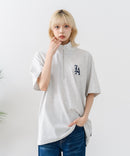 【SAVIER/サビアー】×【ZERO STAIN/ゼロステイン】【LAロゴ立体刺繍】コラボ ハーフジップ Tシャツ オーバーサイズ 汗染み防止 ストリート・スケーター