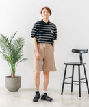【C-FORT POINT/フォートポイント】【ウエストは総ゴム仕様で履きやすさ・動きやすさ抜群◎】シェフハーフパンツ ショートパンツ ワイド 太め 短パン ウエストゴム 楽ちん イージーパンツ 膝丈 アメカジ スケーター ストリート アウトドア