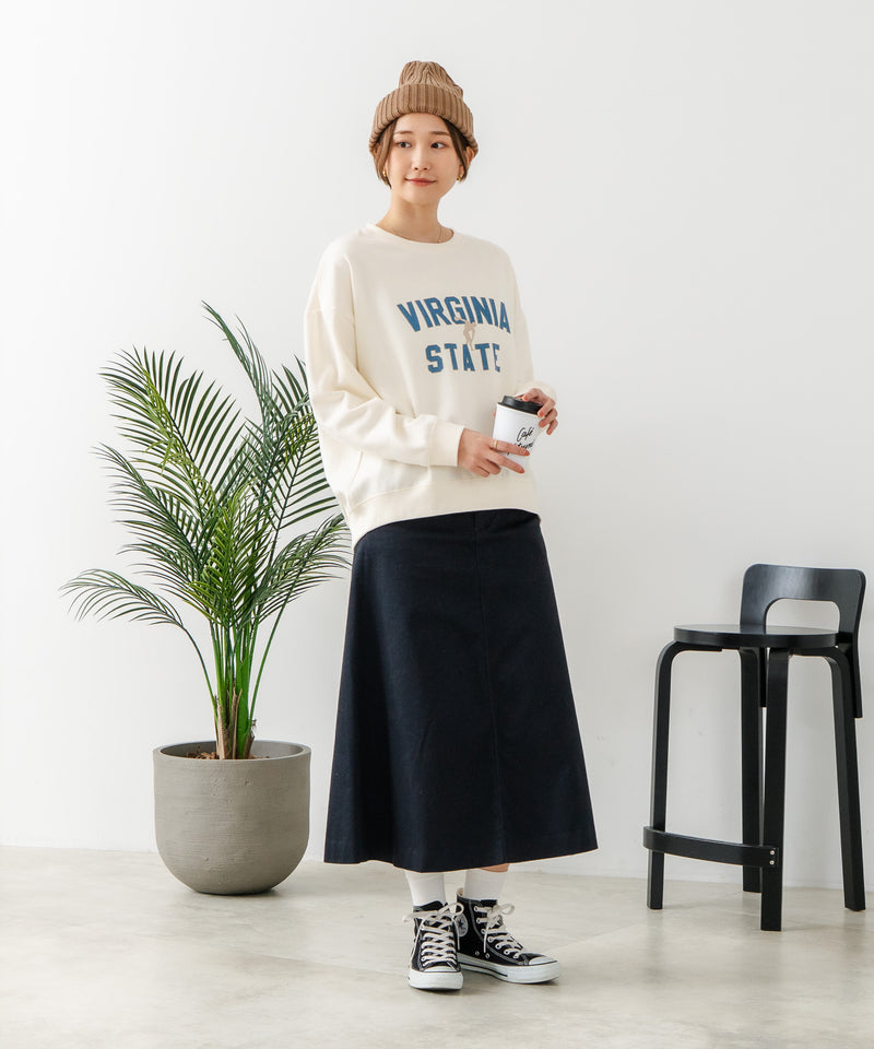 【DISCUS/ディスカス】カレッジロゴ 裏起毛スウェット 裾ラウンド