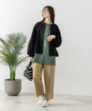 【fort point/フォートポイント】梨地 クルーネック ジップカーディガン