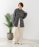 【C-FORT POINT/フォートポイント】【長めの丈感で腰回りカバー】ベーシックチェックシャツ レギュラーカラー ゆったりシルエット チェック柄 長袖 定番 カジュアル