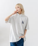 【SAVIER/サビアー】×【ZERO STAIN/ゼロステイン】【LAロゴ立体刺繍】コラボ ハーフジップ Tシャツ オーバーサイズ 汗染み防止 ストリート・スケーター