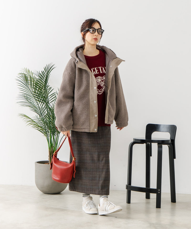 【CONVERSE/コンバース】ボア 切り替え フードジャケット