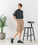 【C-FORT POINT/フォートポイント】【ウエストは総ゴム仕様で履きやすさ・動きやすさ抜群◎】シェフハーフパンツ ショートパンツ ワイド 太め 短パン ウエストゴム 楽ちん イージーパンツ 膝丈 アメカジ スケーター ストリート アウトドア