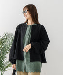 【fort point/フォートポイント】梨地 クルーネック ジップカーディガン