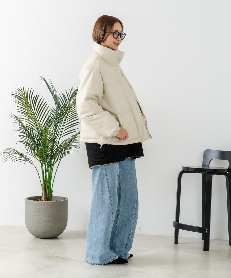 【C-FORT POINT/フォートポイント】フェイクレザー 中綿ブルゾン