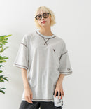 【OUTDOOR EXCHANGE/アウトドアエクスチェンジ】×【ZERO STAIN/ゼロステイン】コラボ 配色 3本針ステッチ クルーネック Tシャツ