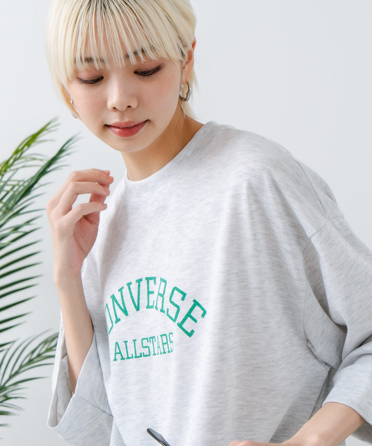 8分袖 切替 Tシャツ CONVERSE コンバース