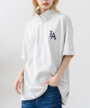 【SAVIER/サビアー】×【ZERO STAIN/ゼロステイン】【LAロゴ立体刺繍】コラボ ハーフジップ Tシャツ オーバーサイズ 汗染み防止 ストリート・スケーター