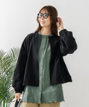 【fort point/フォートポイント】梨地 クルーネック ジップカーディガン