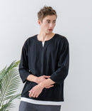 【汗染みの目立ちにくいTシャツ ZEROSTAIN/ゼロステイン】フェイクレイヤード ビッグシルエット キーネック クルーネック 7分袖Tシャツ 防汚 ＵＶカット ❘ジーンズメイト公式オンラインショップ