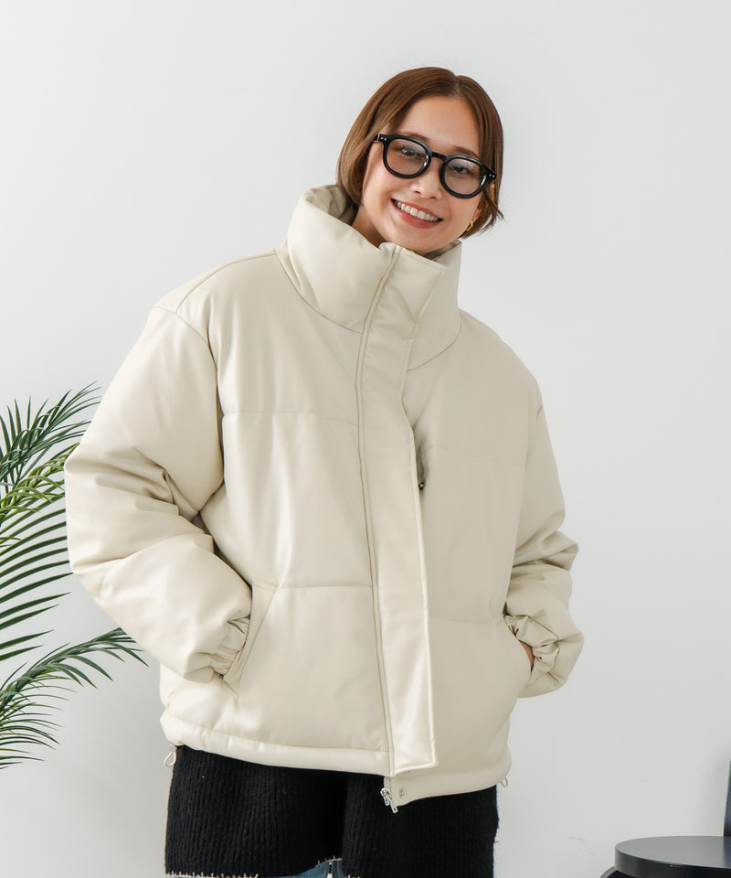 【C-FORT POINT/フォートポイント】フェイクレザー 中綿ブルゾン