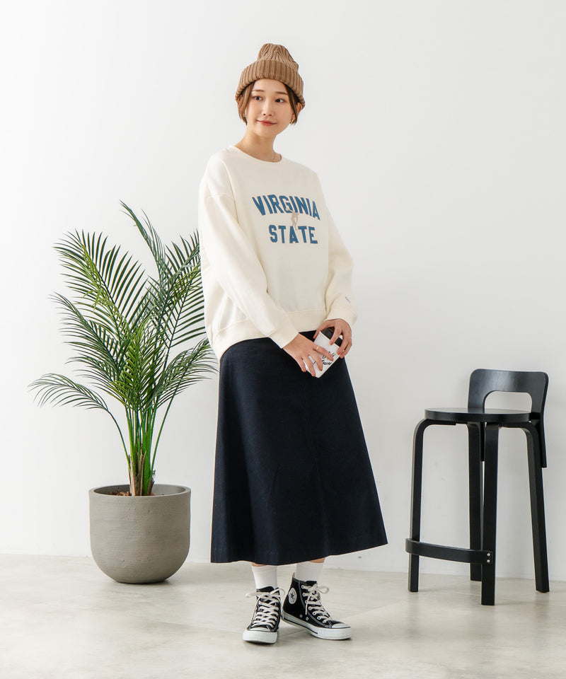 【DISCUS/ディスカス】カレッジロゴ 裏起毛スウェット 裾ラウンド
