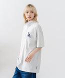 【SAVIER/サビアー】×【ZERO STAIN/ゼロステイン】【LAロゴ立体刺繍】コラボ ハーフジップ Tシャツ オーバーサイズ 汗染み防止 ストリート・スケーター