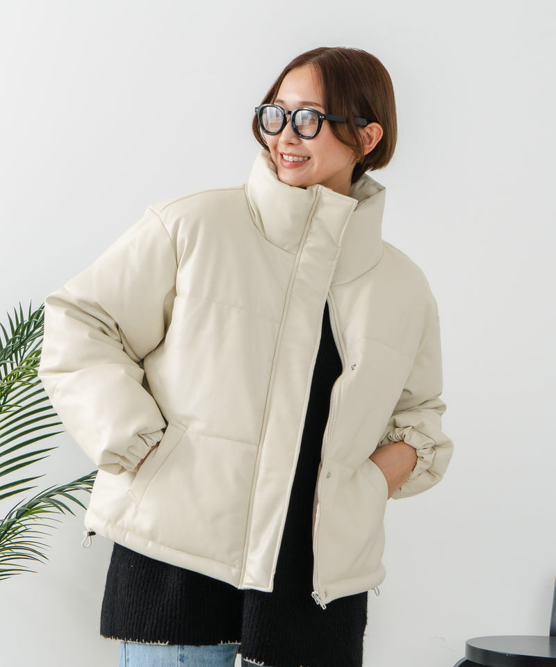 【C-FORT POINT/フォートポイント】フェイクレザー 中綿ブルゾン