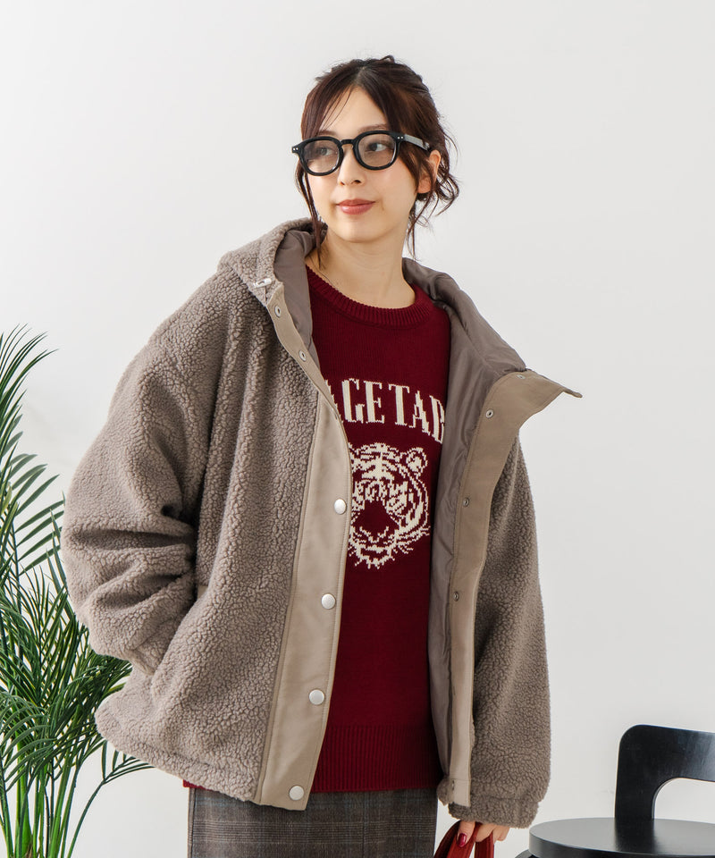 【CONVERSE/コンバース】ボア 切り替え フードジャケット