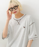 【OUTDOOR EXCHANGE/アウトドアエクスチェンジ】×【ZERO STAIN/ゼロステイン】コラボ 配色 3本針ステッチ クルーネック Tシャツ