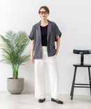 【C-FORT POINT/フォートポイント】カーディガン感覚で羽織れる リネンタッチ 半袖 シングルテーラードジャケット きれいめ さらさら 涼感 冷房対策 オフィス 通勤