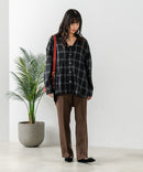 【BEVERLY HILLS POLO CLUB/ビバリーヒルズポロクラブ】オーバーサイズ ロゴ ワンポイント刺繍 シャギーチェックシャツ/フランネルシャツ/レディース メンズ