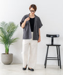 【C-FORT POINT/フォートポイント】カーディガン感覚で羽織れる リネンタッチ 半袖 シングルテーラードジャケット きれいめ さらさら 涼感 冷房対策 オフィス 通勤